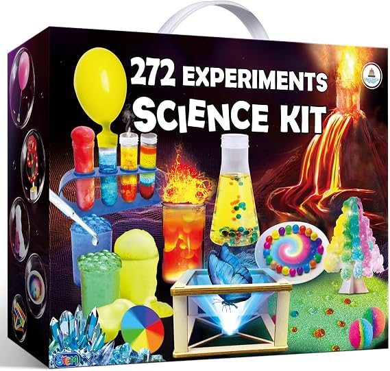 Unglinga 272 Experiment Kits for Children Chemistry Set Experiment Box Toy boys gifts volcano chemical building kit crystal magic physics science laboratory project