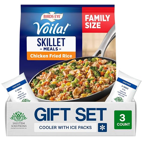 Salutem Vita Frozen Chicken Fried Rice, Family Size Meal, Easy Skillet Dinner, 42 oz, Gift Set Pack of 1