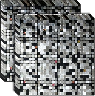 WEIMEISC 10 Sheets Peel and Stick Backsplash Tile for Kitchen, Self-Adhesive Mosaic Tile, Stick on Bathroom Vanities,Fireplace Decor, Laundry Table11.81 X 11.81 Mixed Dark&Silver, 10