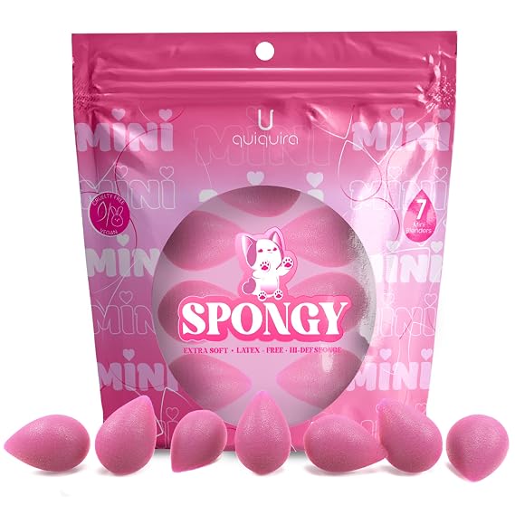 Mini Makeup Sponges 7 pcs, Beauty Blender Sponge for Areas Face Or Body Mini pink Makeup Blending Sponges Perfect For Contouring, Highlighting and Concealing, Vegan & Cruelty Free