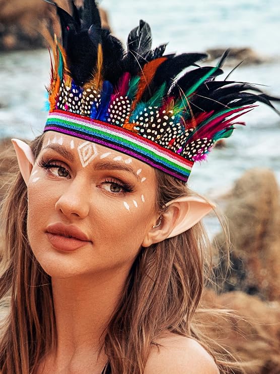 Feather Headband Indian Headdress Crown Headpiece Carnival Fascinator Costume Hair Accessories for Women