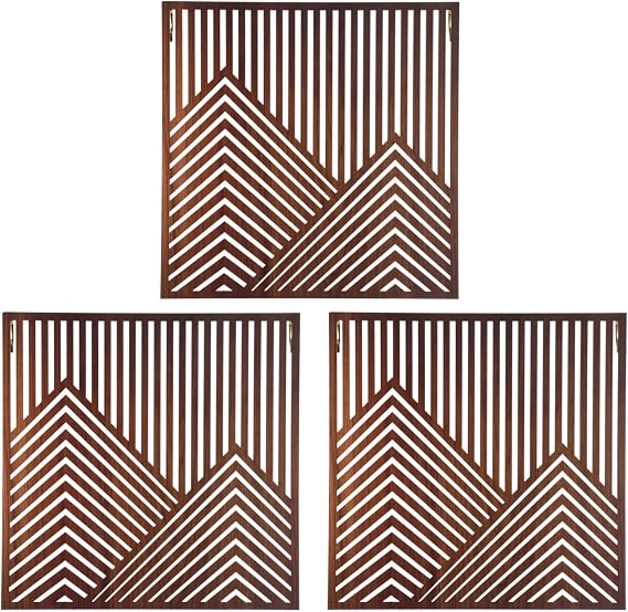 Homaisson 3 PCS Wood Wall Decorations, Hollow Out Wall Decor Wooden Wall Art, Geometric Patterns, Set of 3 Wall Sculptures, Easy Hanging, Modern Bohemian Style, 11.8 x 11.8 Inches