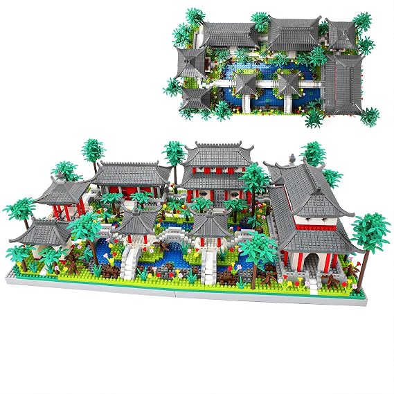 Micro Mini Chinese Architecture of Suzhou Garden with Trees Building Blocks Set-Back Garden, Botanical Collection Building Set with LED Light for Adults, 14+ Teens (3888 Pcs)