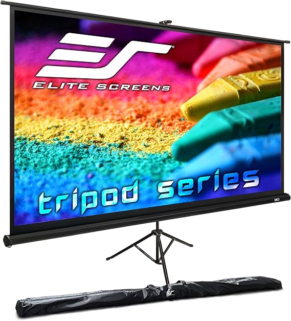 Elite Screens Tripod Series, 60-INCH 16:9, Indoor Outdoor Projector Screen, 8K / 4K Ultra HD 3D Ready, T60UWH Black