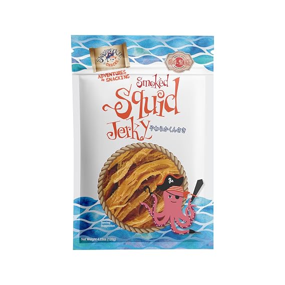 Smoked Squid Jerky, Kunsaki 4.23oz (120g), Authentic Japanese Snack by Swashbuckle Snacks, Made in Japan, No MSG, No artificial flavors, Protein-rich seafood snack