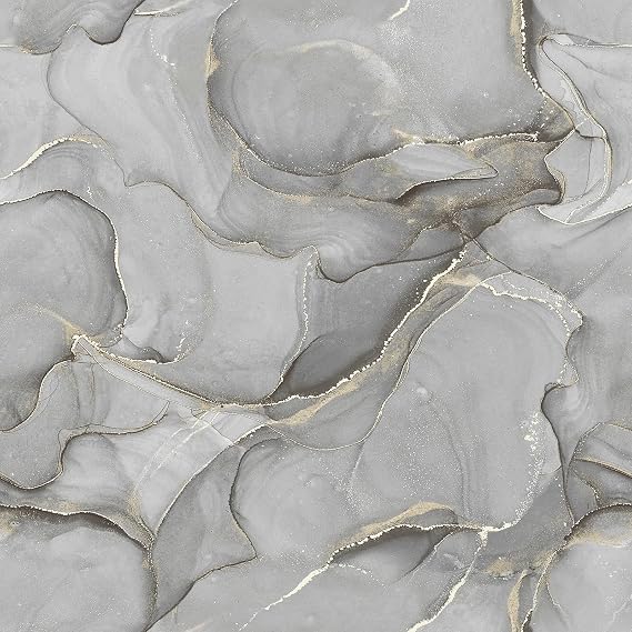 Muriva Elysian Marble Effect Pattern Subtle Neutral Colours Wallpaper for Living Room, Bedroom, Hallway – Decorative Luxury Wallpaper – 212512 Black/Gold