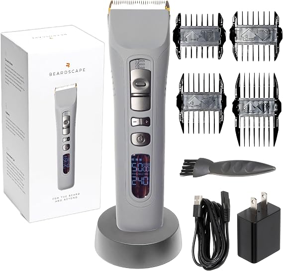 Brio Beardscape V1 Cordless Beard Trimmer for Men with Ceramic Blade, Gray