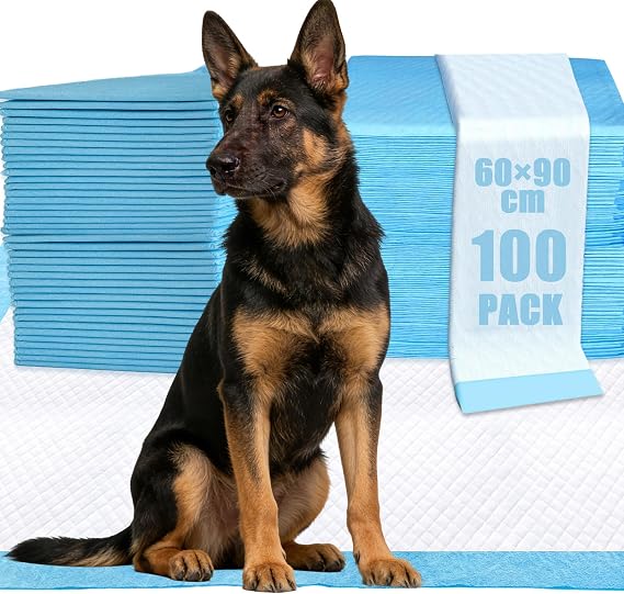 Extra Large Puppy Pads 100 Pack, 90×60cm Disposable Puppy Training Pads, Leakproof Dog Training Pads, Absorbent Cat Dog Pads for Pee with Quick-Dry Surface