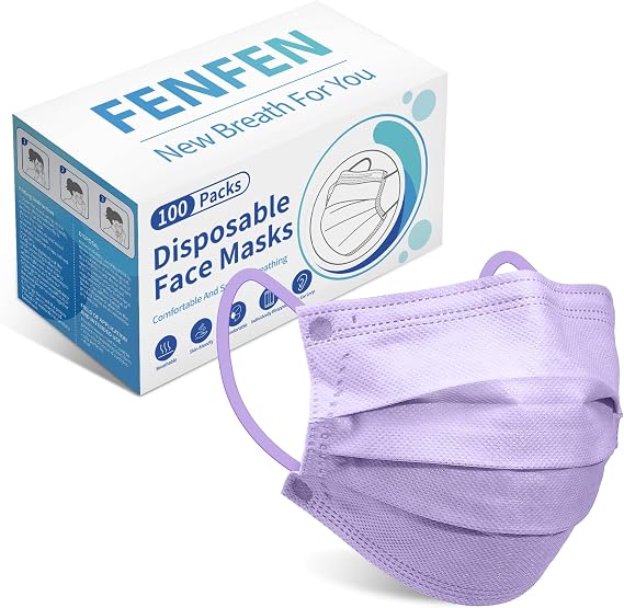 Disposable Face Mask For Adults - Travel Essentials, 100 Pack Individually Wrapped, 4 Ply Protection,Safety Masks Disposable