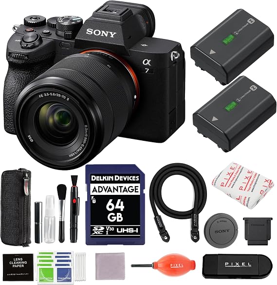 Sony a7 IV Mirrorless Camera with 28-70mm f/3.5-5.6 II Lens Bundle with Extra Battery, 47" Rope Strap & More Accessories