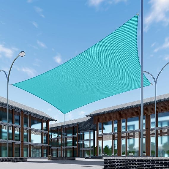 SunnyRoyal 2'x2' Sun Shade Sail Super A Ring Cable Wire Inside Commercial Grade with Hardware Kits Rectangle Canopy Awning UV Block Heavy Duty Outdoor Patio Carport (Turquoise)