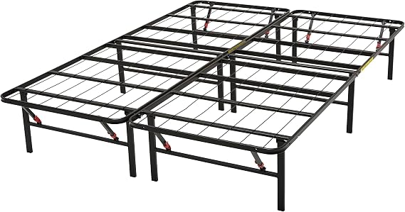Amazon Basics Klappbares Plattform-Bettgestell kein Werkzeug für Montage erforderlich Unterbettaufbewahrung Schwarz 140 x 200 x 35.5 cm