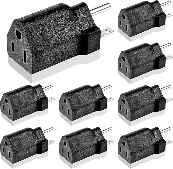 Flutesan 8 Pieces 6-15p to 5-15r Us Plug Adapter, 3 Prong 15 Amp