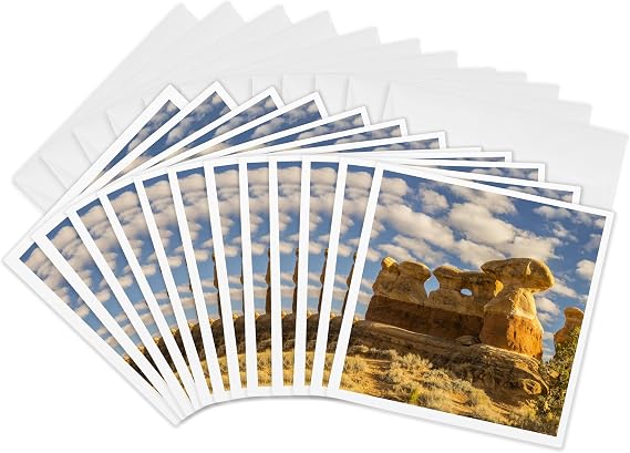 3dRose Greeting Cards - Utah, Grand Staircase-Escalante N.M. The Devils Garden rock formation - 12 Pack - Utah