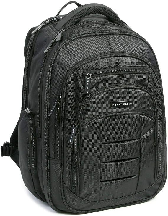 Perry Ellis Men's M150 Business Laptop Backpack Fits Under 15Inch Laptop and Notebook, Black,One Size