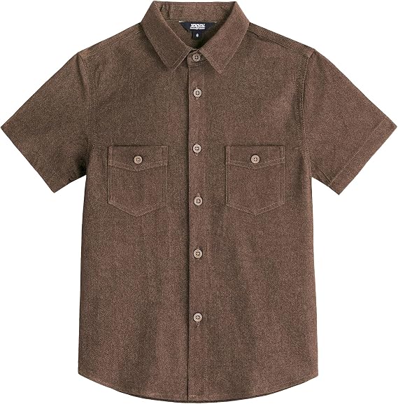 JOGAL Boys Denim Shirt Short Sleeve Button Down Casual Shirts