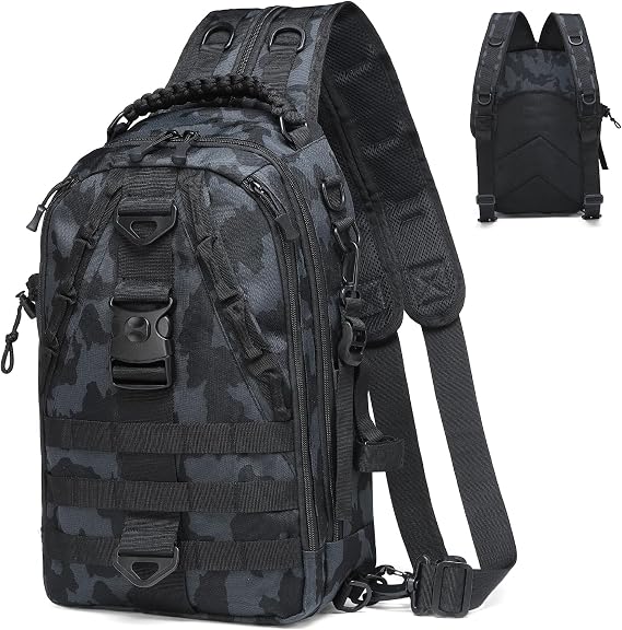 Fishing Tackle Backpack for Men Waterproof Gray Camouflage