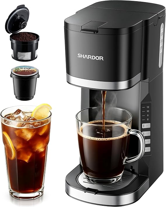 SHARDOR Mini Single Serve Coffee Maker for K-Cup Pods & Grounds, Hot & Iced