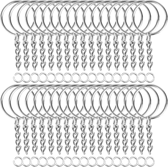 Paxcoo 50Pcs Keychains with Chain and 50 Pcs Jump Rings, Keychain Rings Kit Findings Bulk for Keychain Making Supplie DIY Crafts