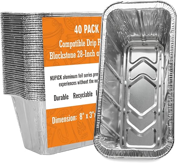 NUPICK 40 Pack Grease Cup Liners for Blackstone 17"/22"/30"/28"/36" Griddle | Griddle Accessories for Blackstone, Easy Cleaning Disposable Aluminum Grease Traps & Drip Pans for Blackstone Catcher, 5017