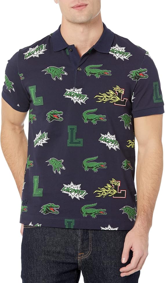 Lacoste Men's Holiday Regular Fit Crocodile Print Polo Shirt
