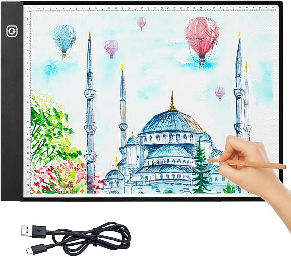 AUAUY A3 LED Light Pad for Diamond Painting, Light Box Drawing Board | Stepless Adjustable Brightness, Diamond Drawing Art Light Board,Stepless Dimmable Brightness Tracing Light Pad, USB Powered
