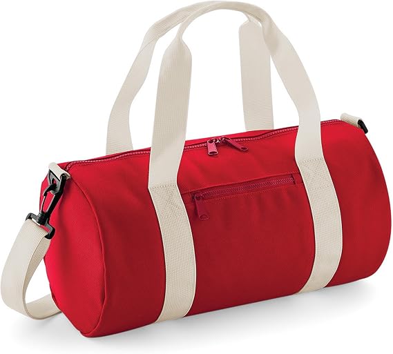 BagBase Mini Barrel Bag (One Size) (Classic Red/Off White)