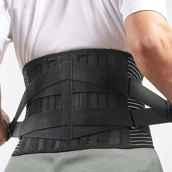 Adjustable Belt Waist Lumbar Support Orthopedic Corset Spine Decompression Double Banded Waist Trainer Brace Back Pain Relief(Black M)