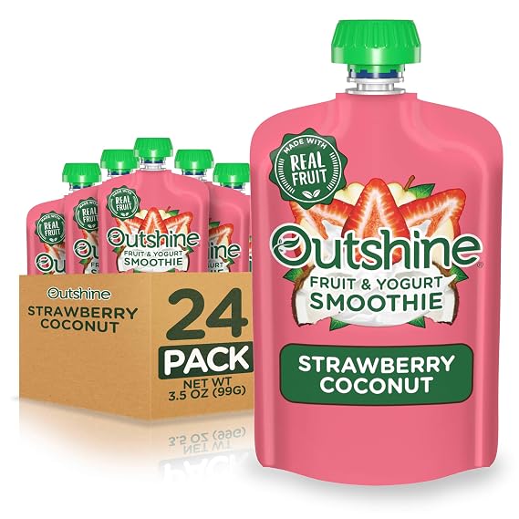 Outshine Smoothie Fruit & Yogurt Smoothie Pouches - Strawberry Coconut (24 Pack)