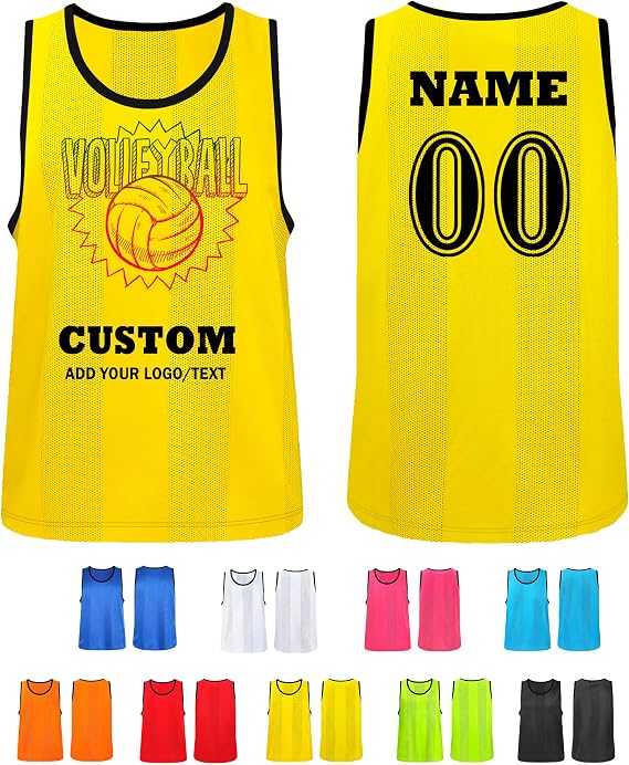 Custom Soccer Pinnies Bulk for Team Activity Scrimmage Vests | Personalized Small Mesh Soccer Pennies with Logo Number Team Name Practice Jerseys for Kids Youth Adults Soccer Bibs Bulk