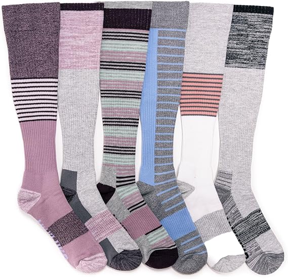 MUK LUKS Women's 6pk Cotton Rib Compression 13" Sock
