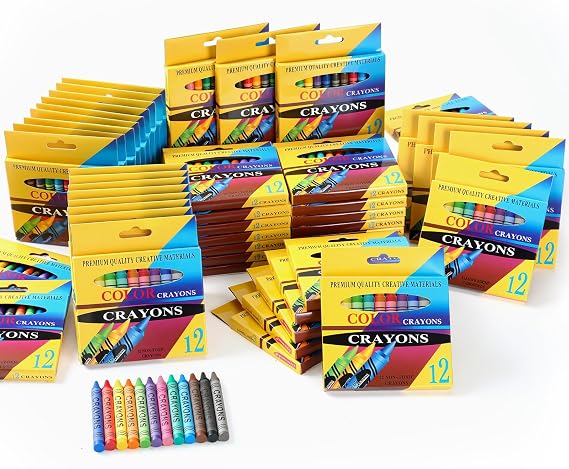 Fullhawl 48 Boxes of 12 Colored Crayons Bulk Summer Gift Crayons Bulk Individual Pack School Supplies Wholesale Bright Wax Colored for Classroom Award Party Favor Birthday Gift