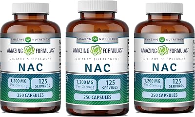Amazing Formulas NAC 600 Mg | N-Acetyl Cysteine Supplement | Capsules | Non-GMO | Gluten Free | Made in USA 3 Pack, 250 Count