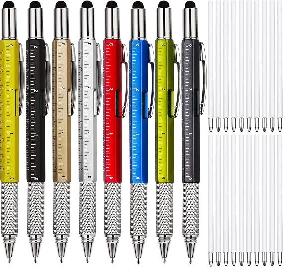 Zhanmai 8 Pcs 6 in 1 Multitool Pen Gift for Men,Multiple Colors