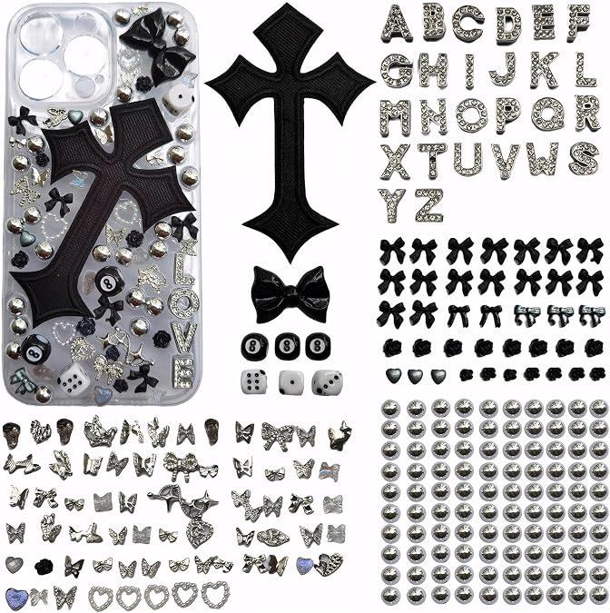Phone Case Charms DIY Kit, Dark Cute Style, 234PCS, Custom Junk Cases