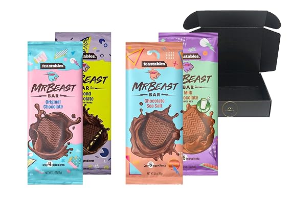 Feastables Mr Beast Chocolate Bar Bundle in a Custom Shadowlish Box (Variety Pack) 1.0 Count