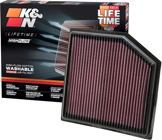 K&N High-Flow Original Lifetime Engine Air Filter: Increase Power: Premium, Washable: Compatible with 2012-2024 Lexus/Toyota: (See Product Description for Select Models) 33-2452