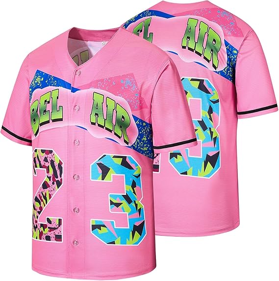 90s Clothing for Women,Unisex Hip Hop Outfit for Party,Bel Air Baseball Jersey