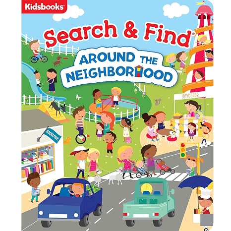 Search & Find: Around the Neighborhood Hidden Object Picture Puzzle Book for Kids | Boost Focus, Vocabulary & Observation Skills | Screen-Free Travel Game Activity Book for Toddlers