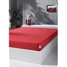 Kobe Home Knitted Combed Cotton Elastic Sheet, Double, Red, Cotton-Elastane 230 G/M2
