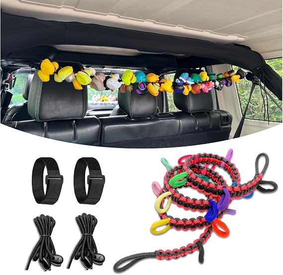 Rubber Ducks Holder for Jeep,Paracord Duck Holder for Jeep Wrangler YJ TJ JK JL JT,Can Hold 34 Rubber Ducks,Black/Red