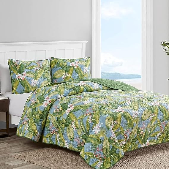 Tommy Bahama Quilt Set, Cotton, Sky, King