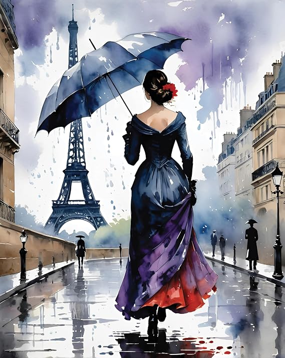 Vintage Wall art, Poster Print 13 x19 inches, Classical Paintings Poster Prints, Room Decor Wall Decor, Impressionist Painting Abstract Art - Rain In Paris