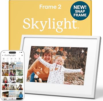 Skylight Digital Picture Frame 2 10" Full HD Wi-Fi Touch Screen, 16GB Digital Photo Frame, Load Photos & Videos Directly from Phone, Anti-Glare Ideal for Personalized Gifting, Classic White
