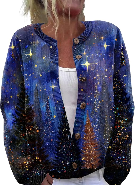 Christmas Cardigan for Women 2025 Ugly Funny Button Up Christmas Sweater Cute Knitted Xmas Santa Merry Sweaters