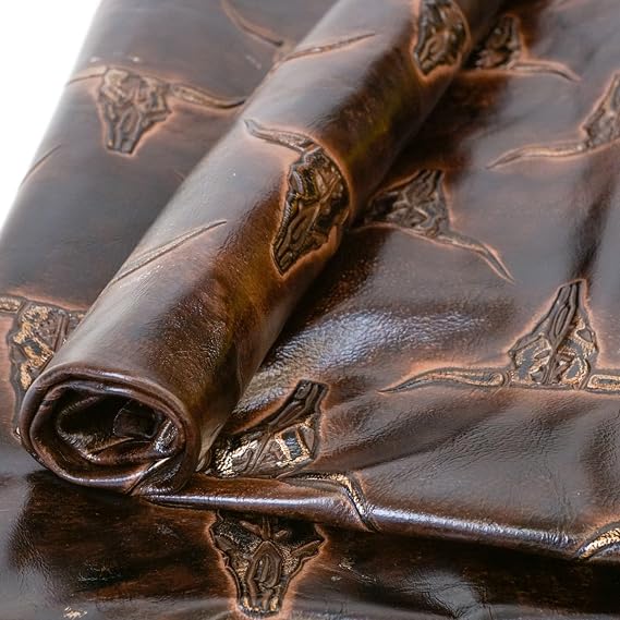 SLC Bronze Longhorn Embossed Leather Cowhide Sold and Cut by The Square Foot