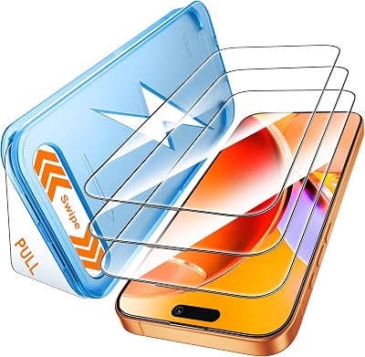 Mkeke for iPhone 17 Pro Max Screen Protector 3 Pack [9H Hardness] [Military-Grade Drop Protection] [Sensitive Touch] [Easy Installation] [HD Clear] Full Edge Coverage Tempered Glass