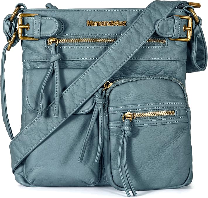 Montana West Crossbody Bag for Women Multi Pocket Shoulder Medium Travel Purses Ultra Soft Washed Leather