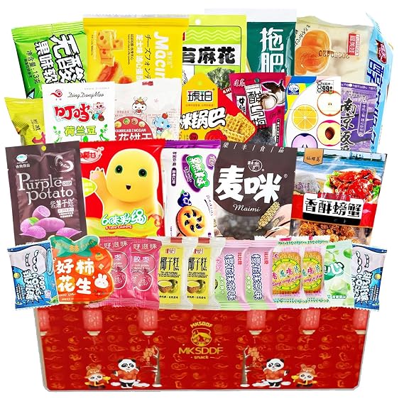 Asian Snack Box Variety Pack, 30-Piece Chinese Snacks Gift Box, 25 Flavor Combinations | Curated Sweet/Savory/Spicy Treats Boxs | Holiday Birthday Corporate Gift Hamper