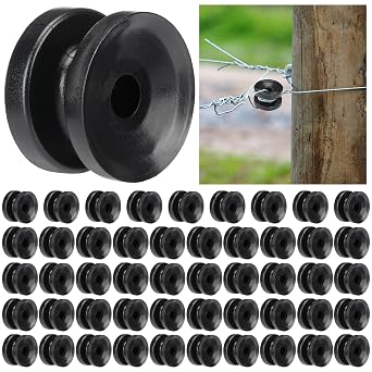Pangda 50 Pcs Circular Ring Corner Post Electric Fence Insulators Donut Corner Polyrope Insulators for Electric Fence Wire (Black)